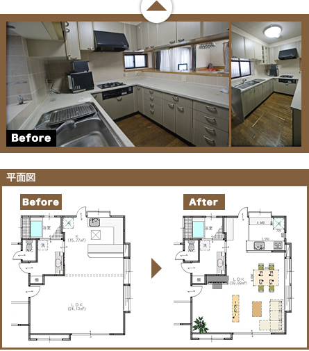 Kitchen Reform Before After 平面図