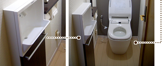 内開きのドアに干渉しない埋め込みタイプ