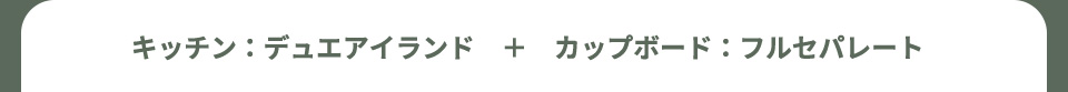 キッチン：デュエアイランド　＋　カップボード：フルセパレート